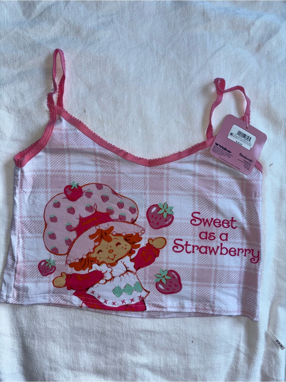 Strawberry Shortcake Pink Graphic Crop Tank - Sweet as a Strawberry